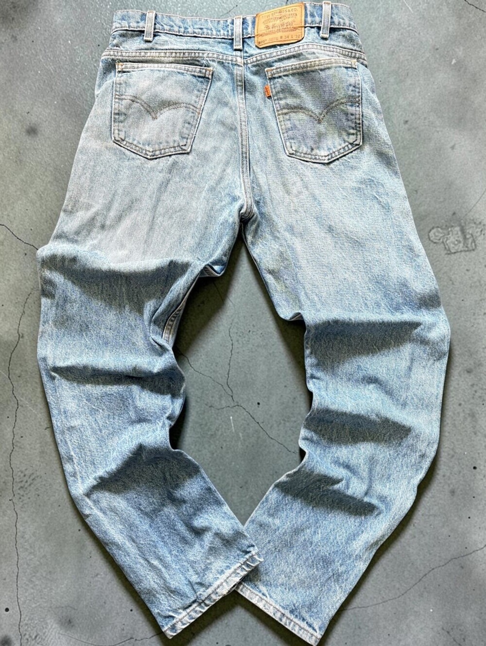 Vintage 90s Levi's 505s Orange Tab Light Wash Faded Denim Jeans Straight Leg 33W